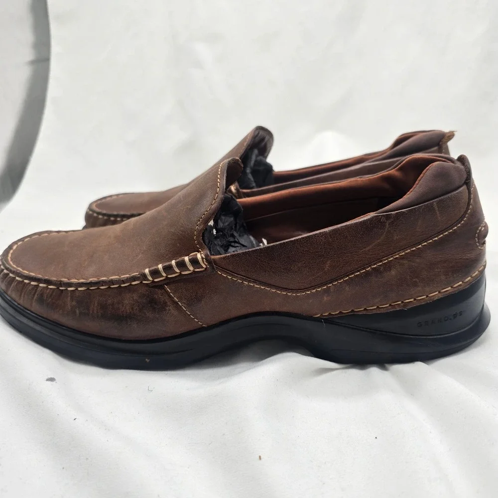 Cole Haan Grand‎ OS Loafers Mens 10M Brown Leather Moc Toe Slip On Casual Preppy